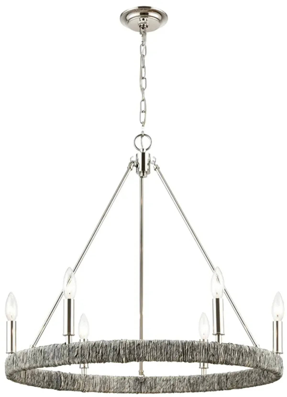 Abaca 27" Wide 6-Light Chandelier - Polished Nickel