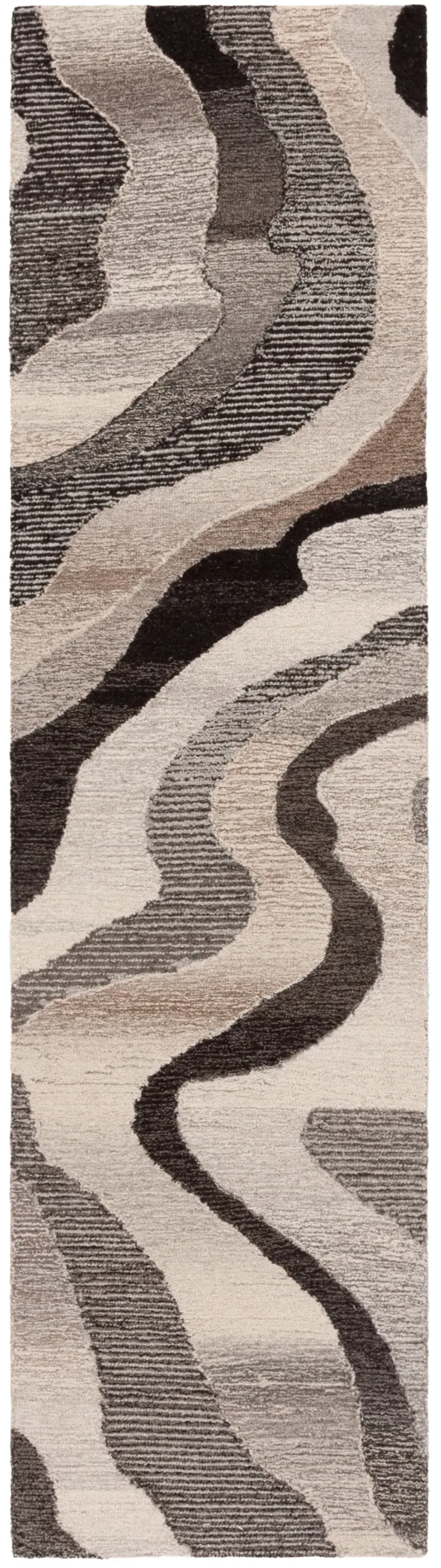 EBONY 529 GREY  2'-3' x 9' Runner Rug