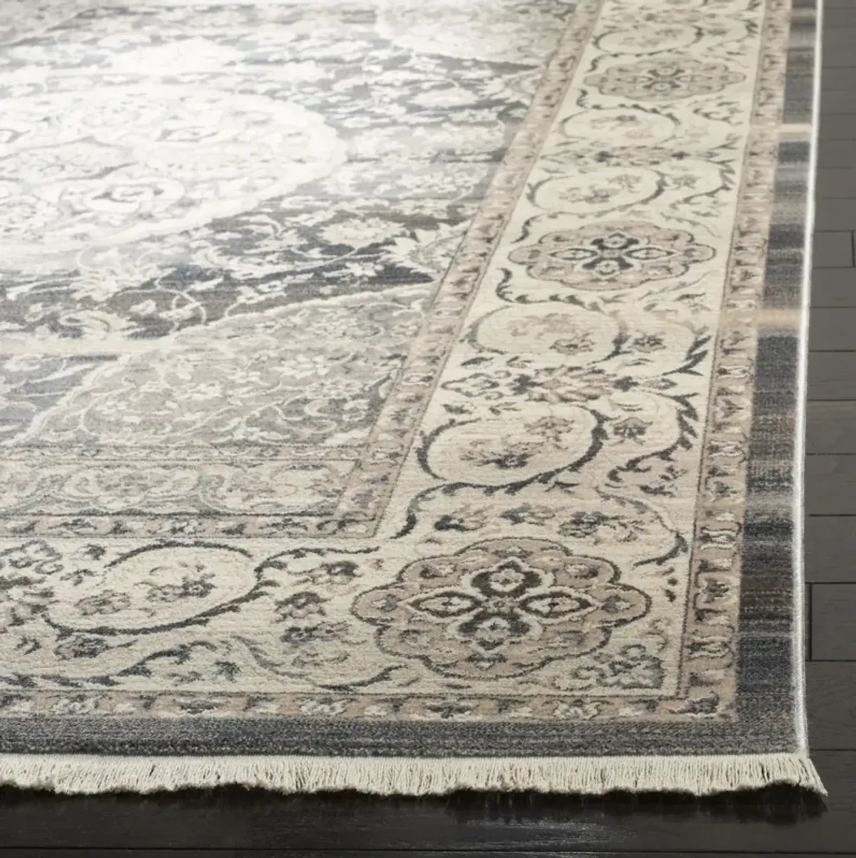 VINTAGE PERSIAN 457 DARK GREY  2'-2' x 10' Runner Rug