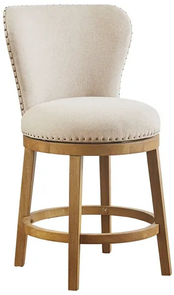 Madison Park Stewart Tan Upholstered 360 Degree Swivel Counter Stool 25" H