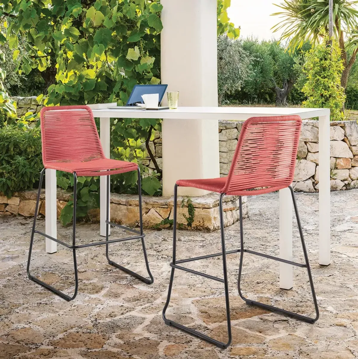 Shasta Rope Stackable Outdoor Counter Stool - Set Of 2