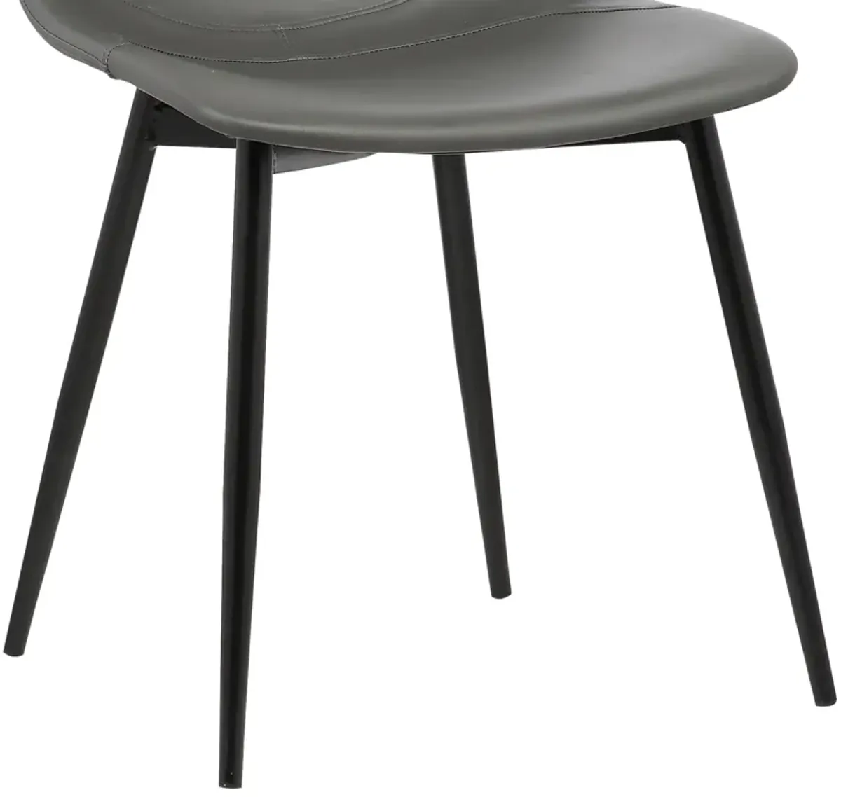 Monte Contemporary Dining Chair in Gray Faux Leather with Black Powder Coated Metal Legs