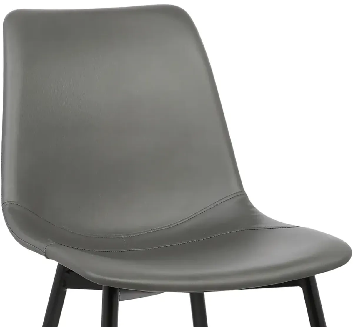 Monte Contemporary Dining Chair in Gray Faux Leather with Black Powder Coated Metal Legs