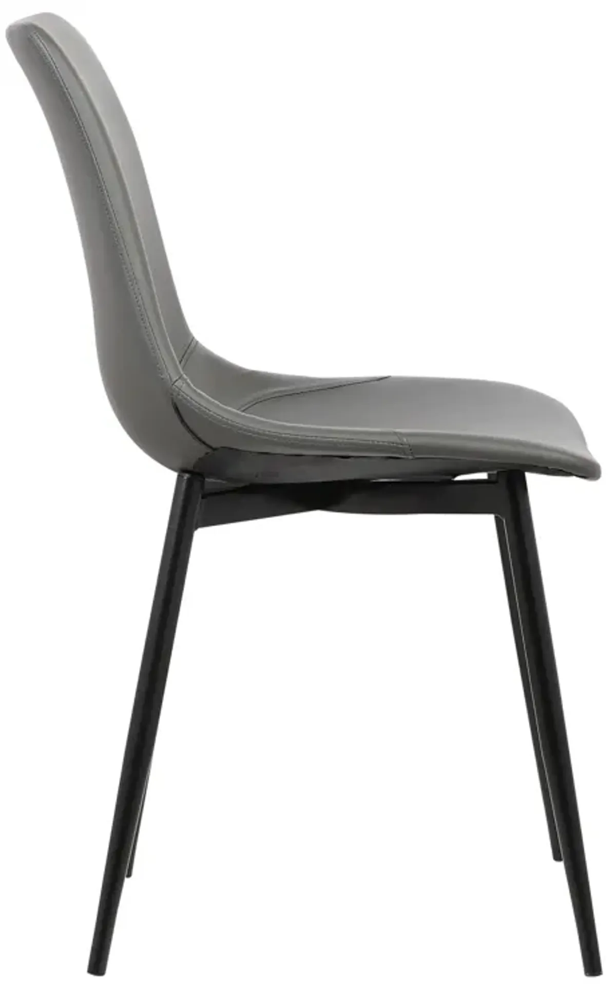 Monte Contemporary Dining Chair in Gray Faux Leather with Black Powder Coated Metal Legs