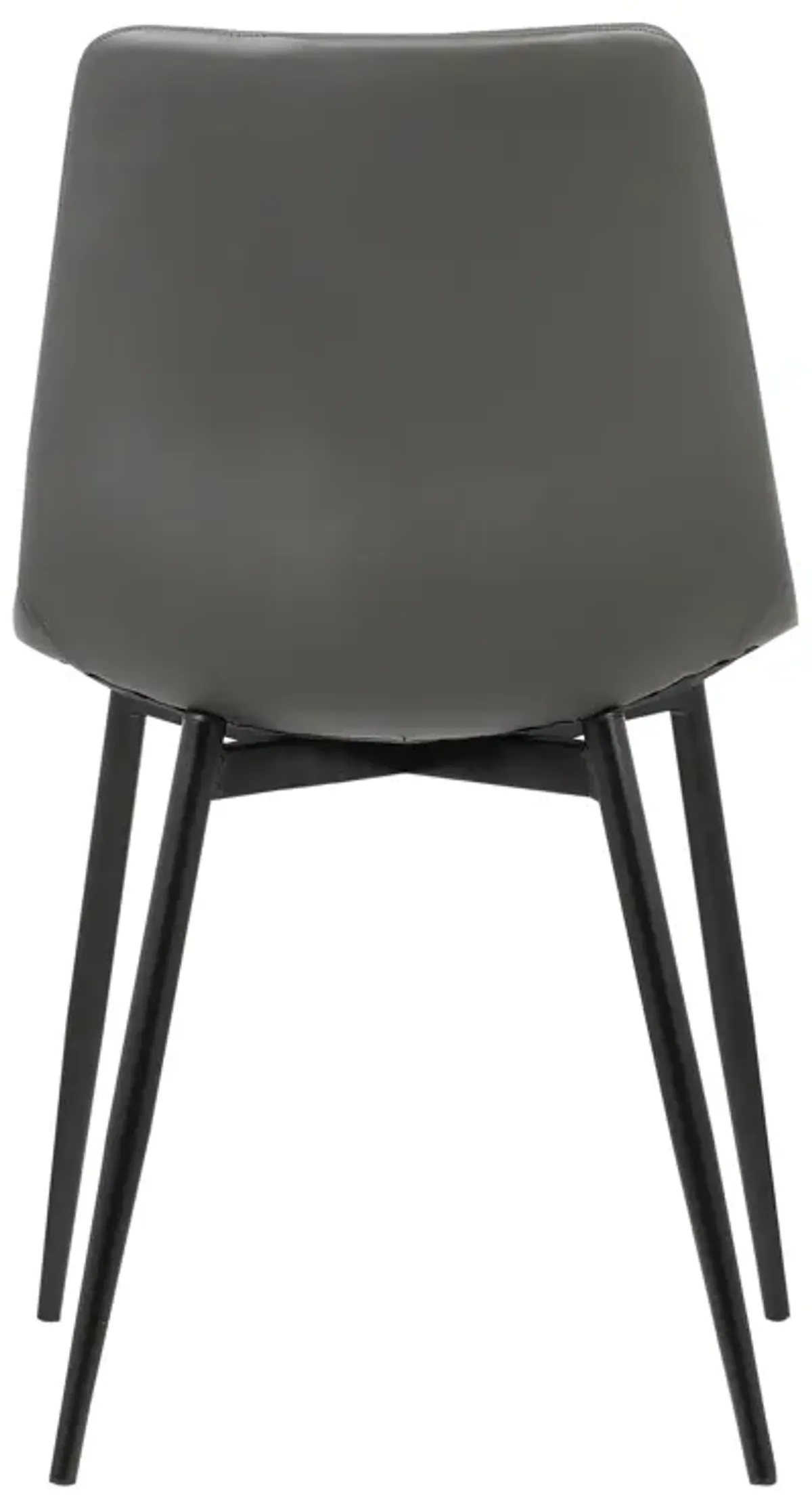 Monte Contemporary Dining Chair in Gray Faux Leather with Black Powder Coated Metal Legs