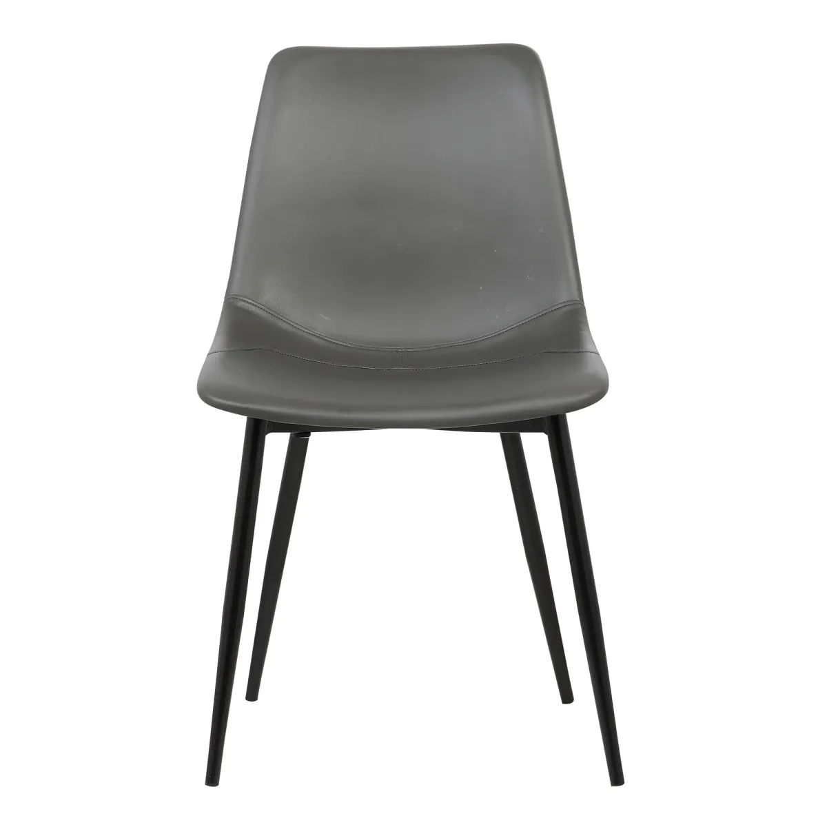 Monte Contemporary Dining Chair in Gray Faux Leather with Black Powder Coated Metal Legs