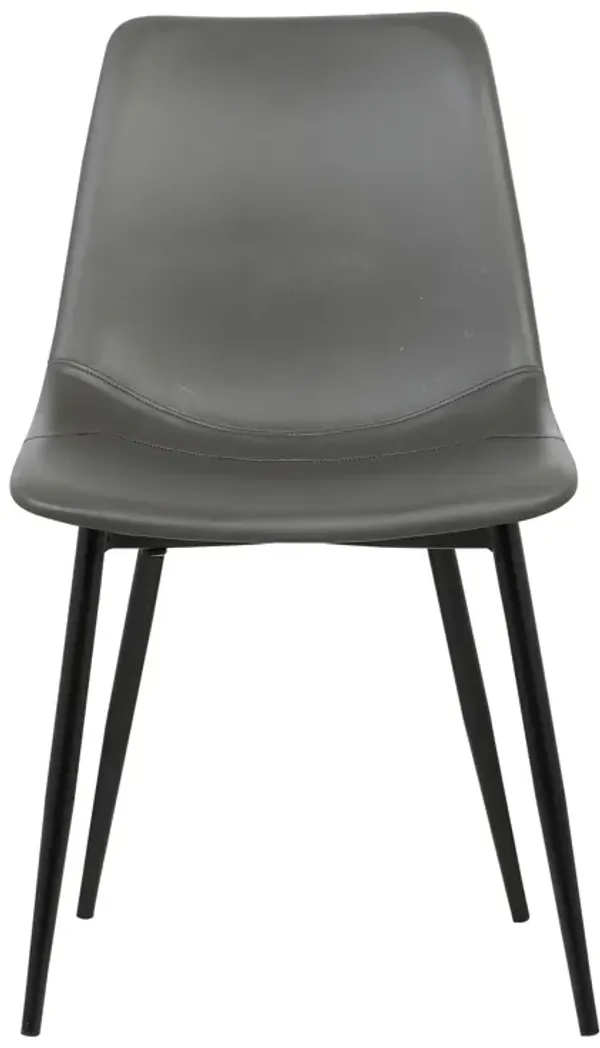 Monte Contemporary Dining Chair In Gray Faux Leather With Black Powder Coated Metal Legs