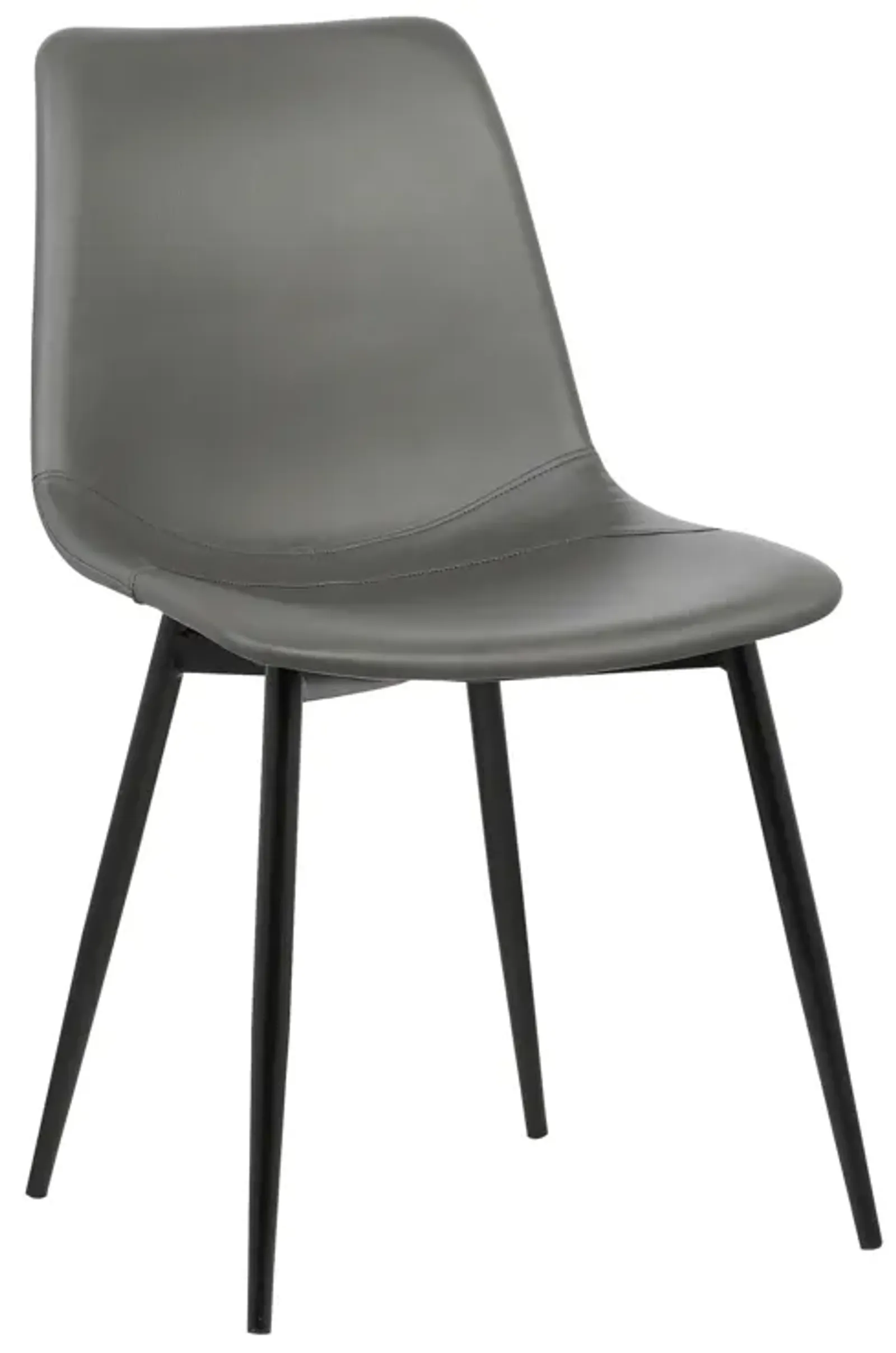 Monte Contemporary Dining Chair in Gray Faux Leather with Black Powder Coated Metal Legs