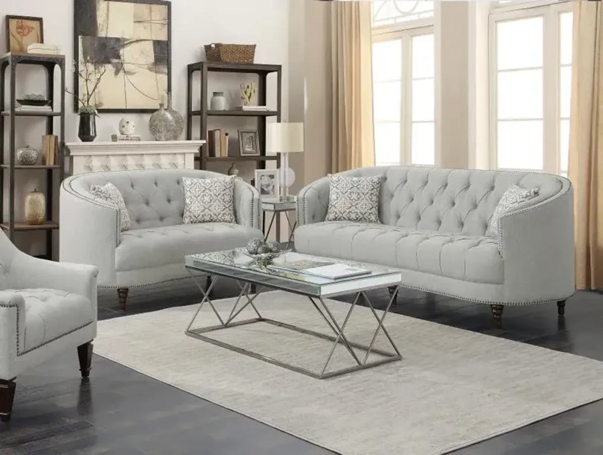 Avonlea Upholstered Tufted Living Room Set Grey