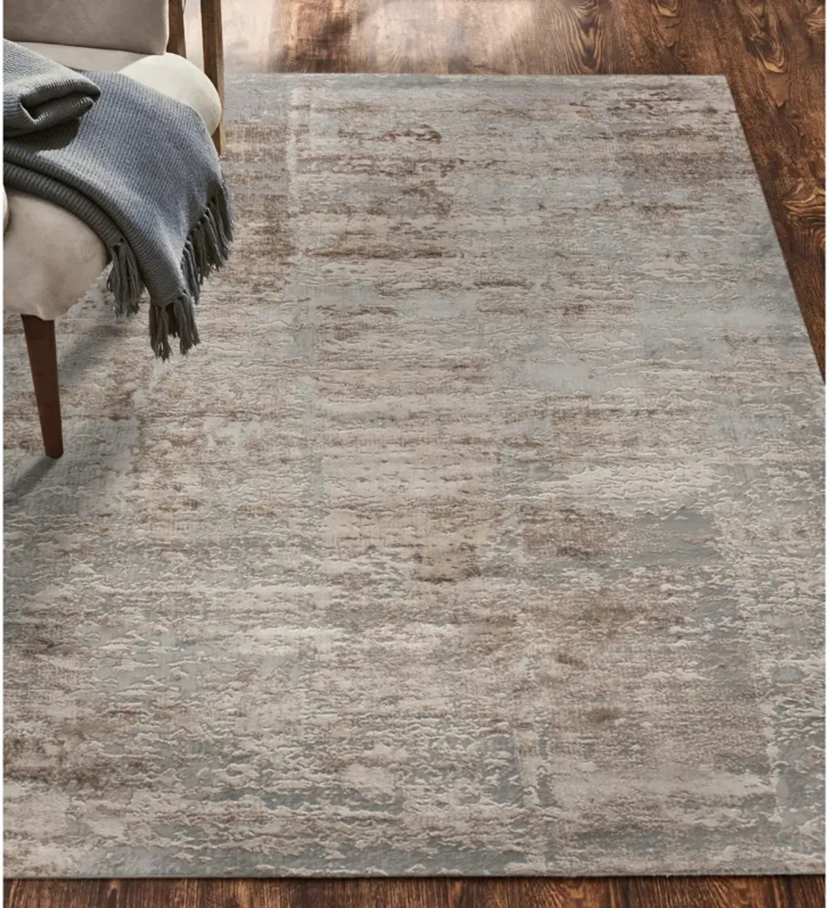 ARIELLA Grey & brown Rectangle 2'6 x 10' Rug