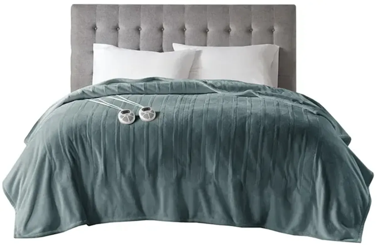 Serta Plush Heated Teal Blanket