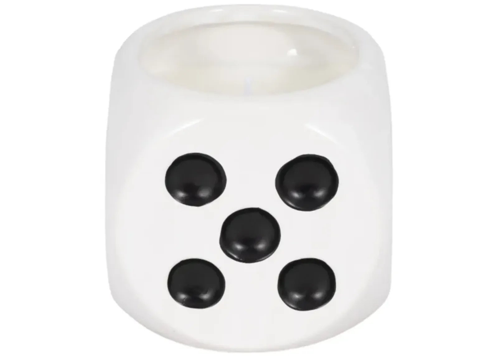 4" 9 Oz Tobacco Dice Candle, White/black