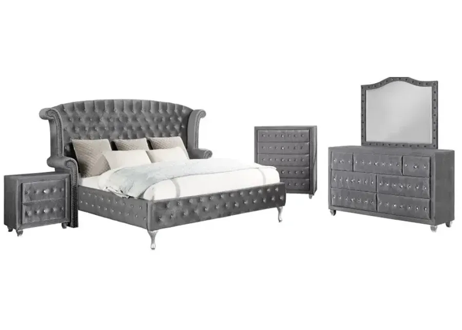 Deanna Upholstered Tufted Bedroom Set Grey