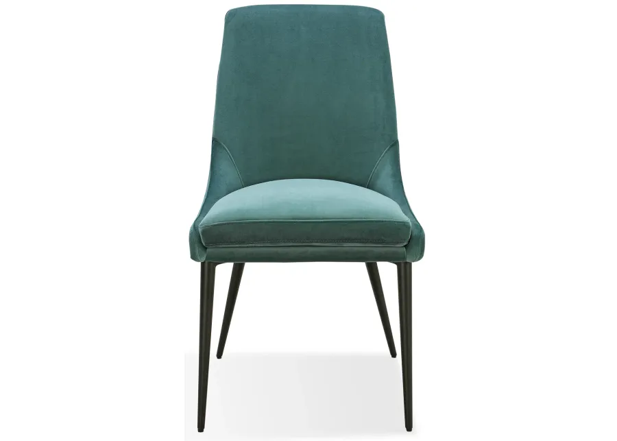 Winston Upholstered Metal Leg Dining Chair in Smoked Green and Black