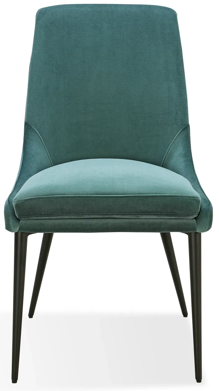 Winston Upholstered Metal Leg Dining Chair in Smoked Green and Black