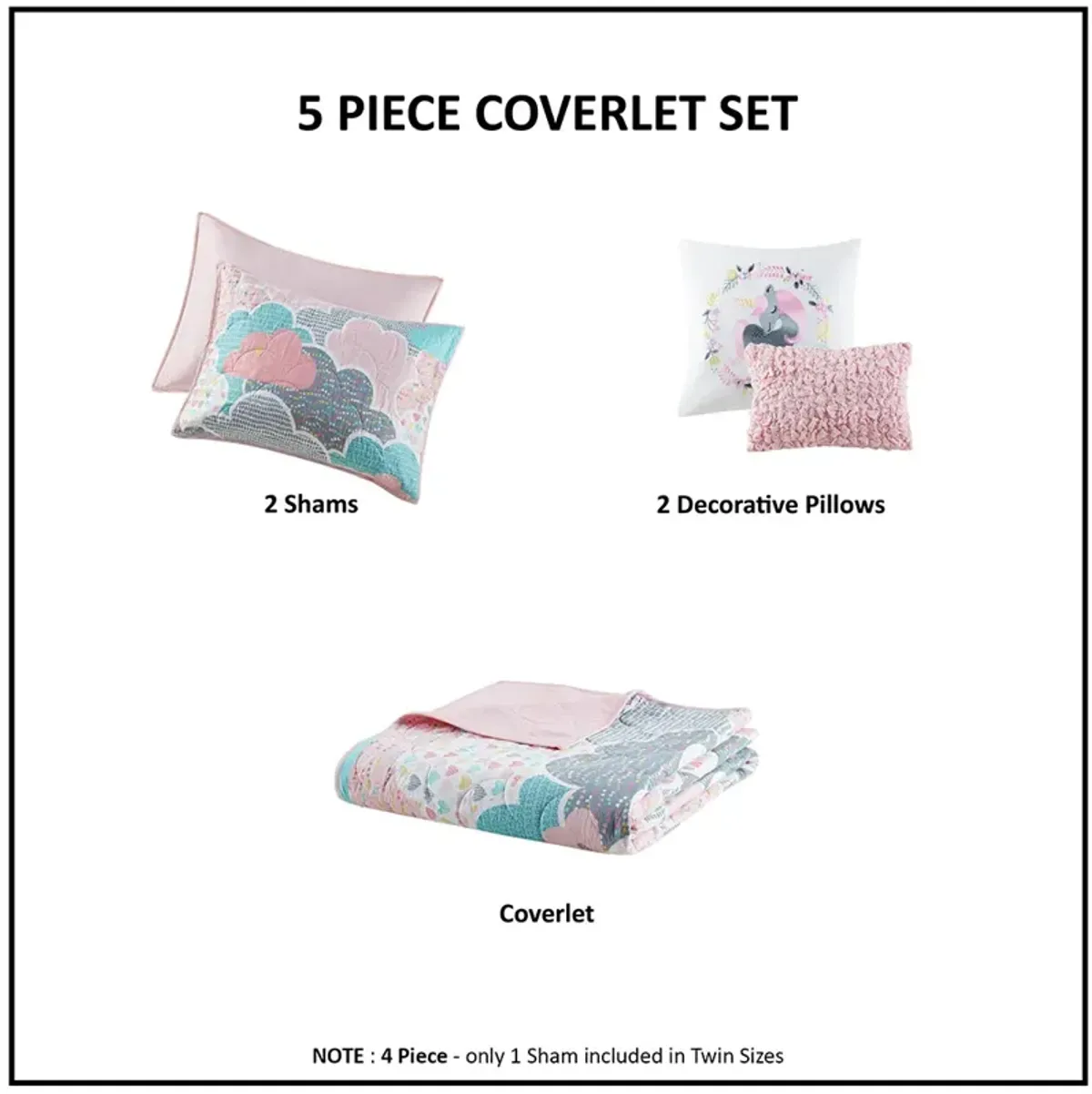 Urban Habitat Kids Cloud Pink Reversible Cotton Quilt Set with Throw Pillows