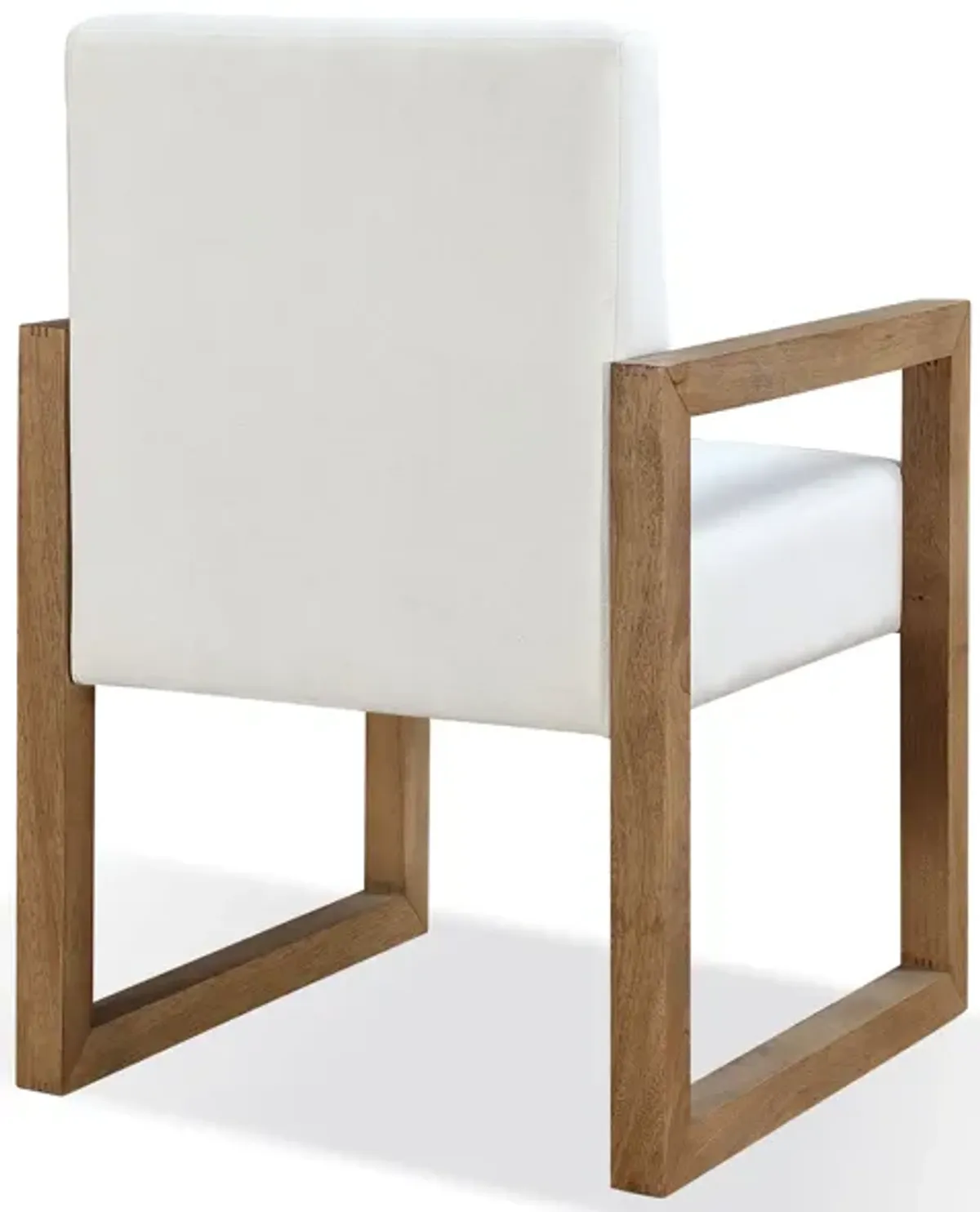 One Modern Coastal Sled Leg Upholstered Dining Arm Chair in White Pearl and Bisque