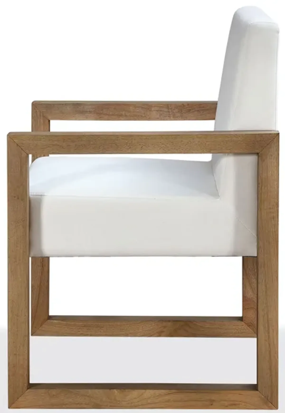 One Modern Coastal Sled Leg Upholstered Dining Arm Chair in White Pearl and Bisque