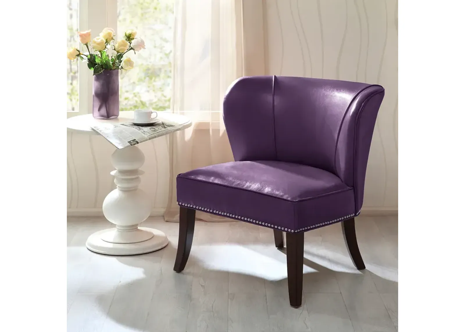 Madison Park Hilton Purple Armless Accent Chair