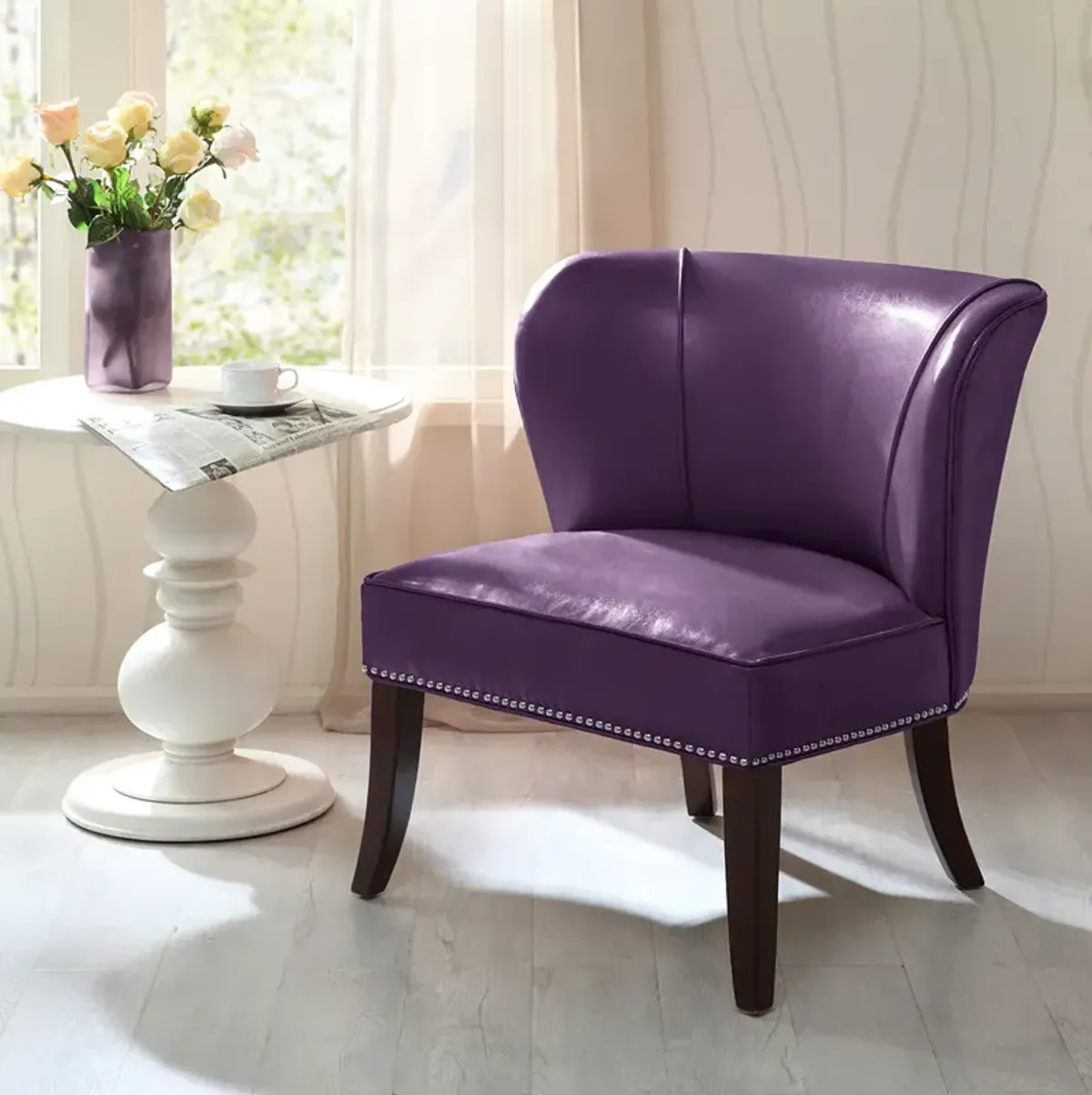 Madison Park Hilton Purple Armless Accent Chair