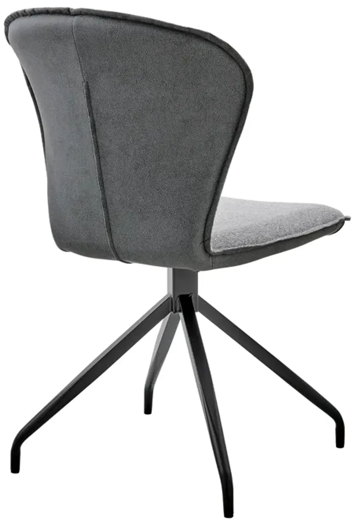 Petrie Dining Room Accent Chair in Gray Fabric and Faux Leather with Black Finish - Set of 2