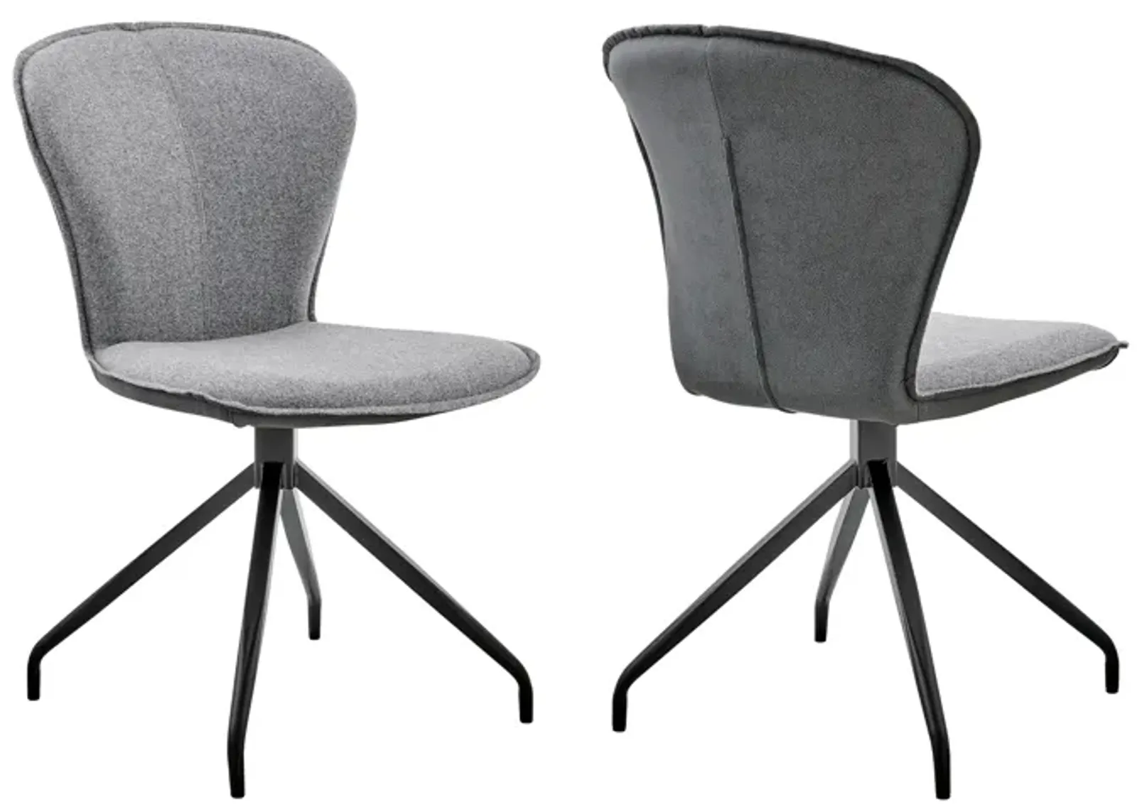 Petrie Dining Room Accent Chair in Gray Fabric and Faux Leather with Black Finish - Set of 2