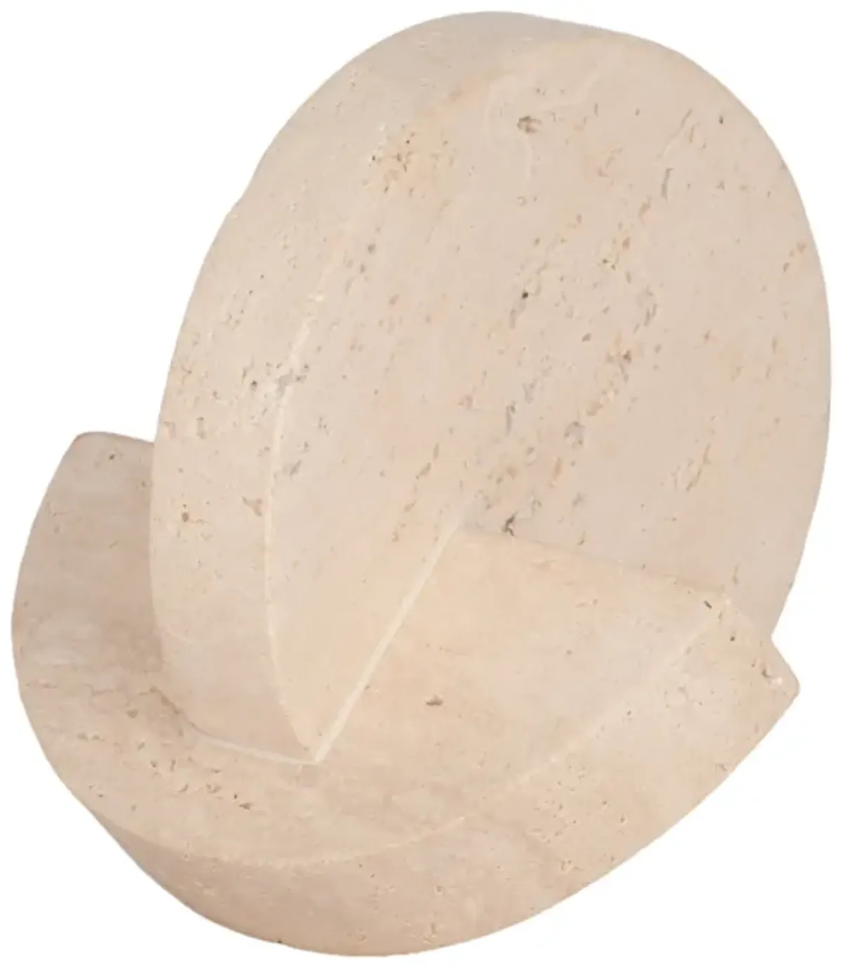 6" Travertine Abstract Orb Object, Tan