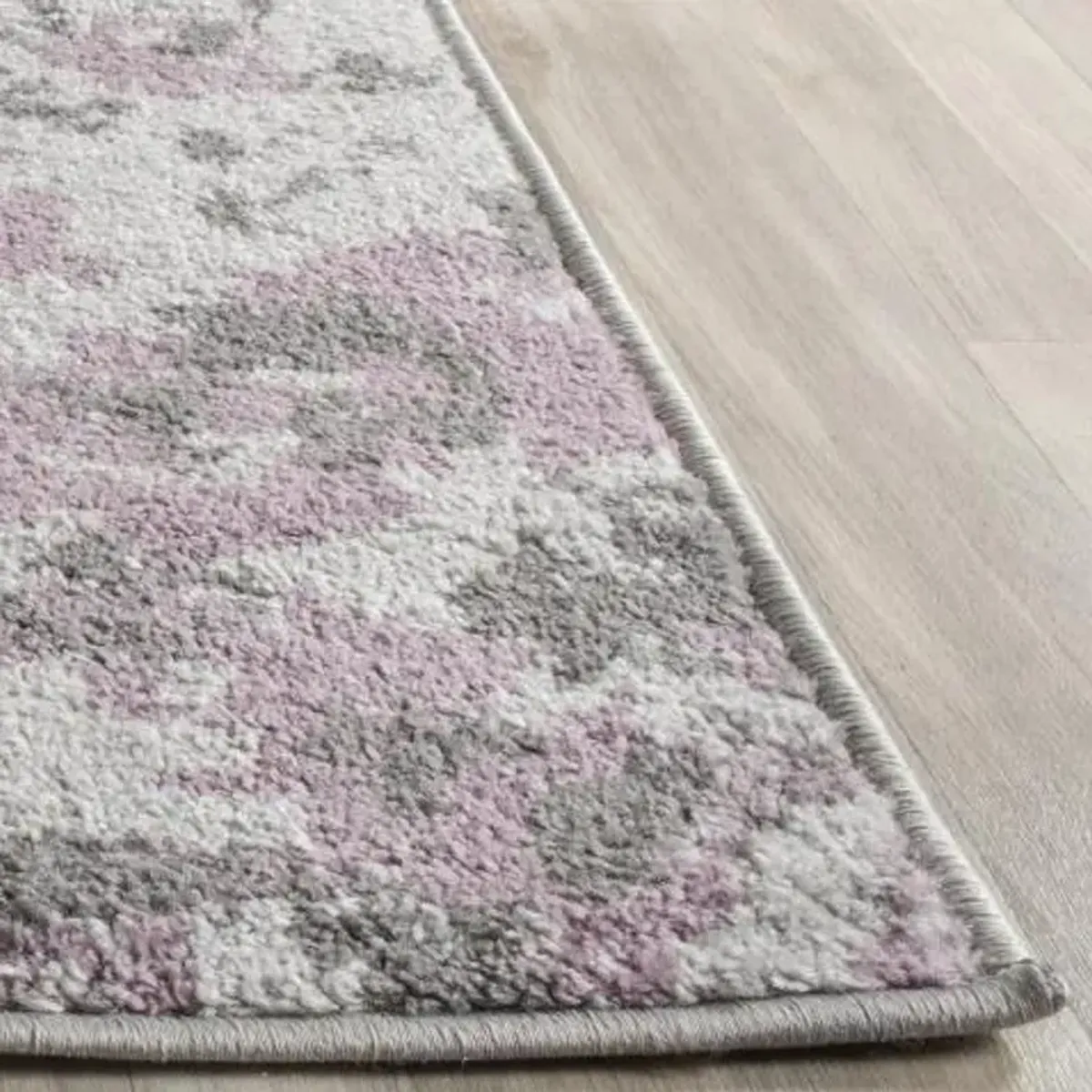 Adirondack Contemporary Light Grey / Purple 2'-6" X 10' Powerloomed Rug