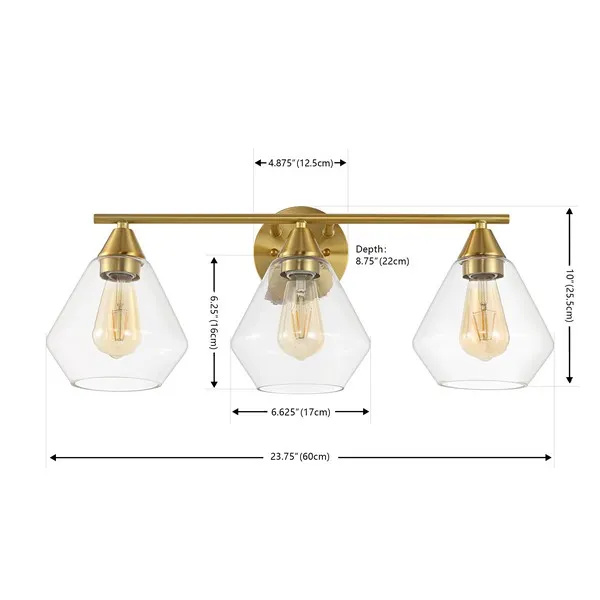 AMANI, 3 LIGHT, 24 INCH, BRASS/CLEAR, IRON WALL SCONCE