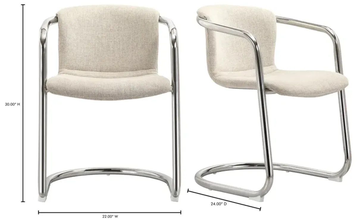 FREEMAN CHROME FRAME DINING CHAIR BLENDED CREAM-SET OF TWO