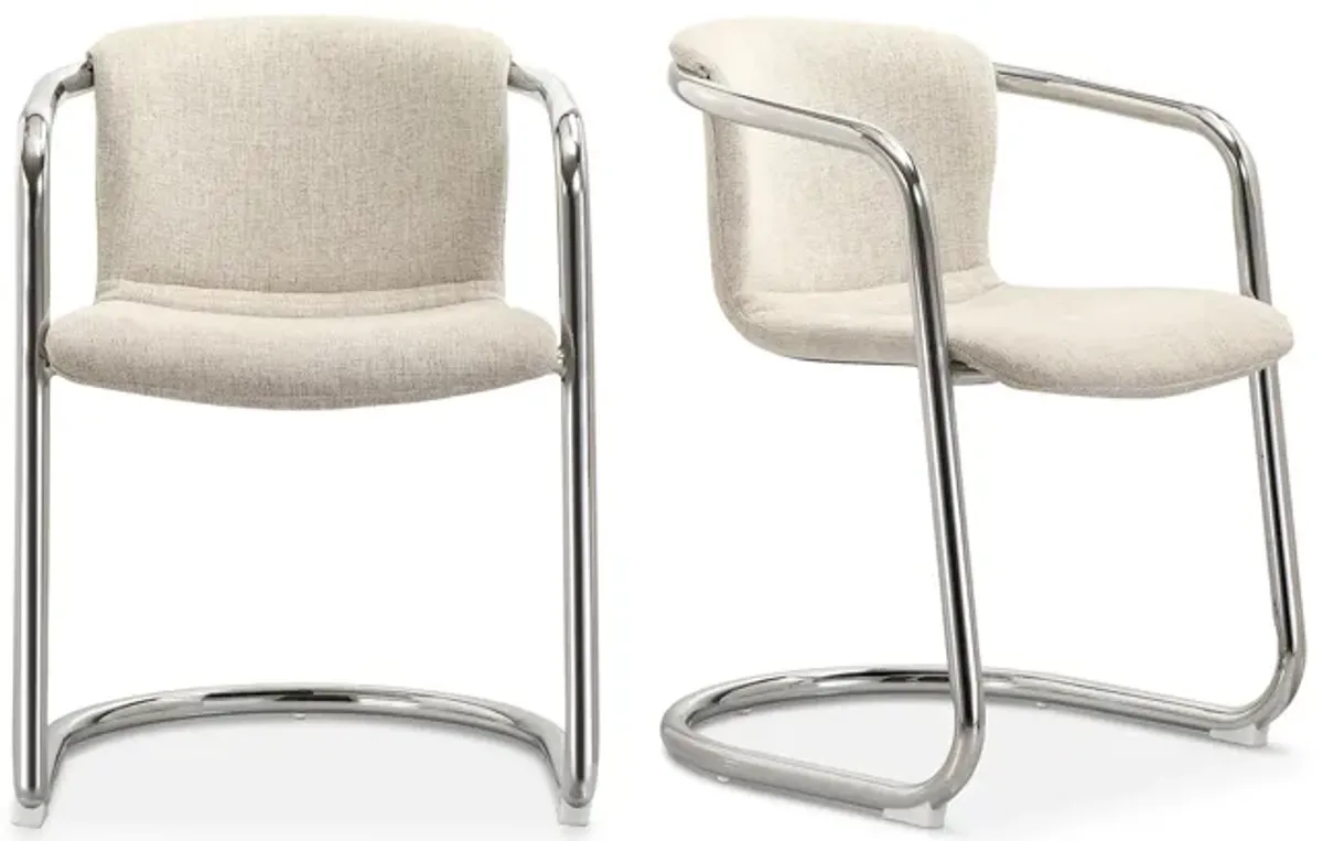 FREEMAN CHROME FRAME DINING CHAIR BLENDED CREAM-SET OF TWO