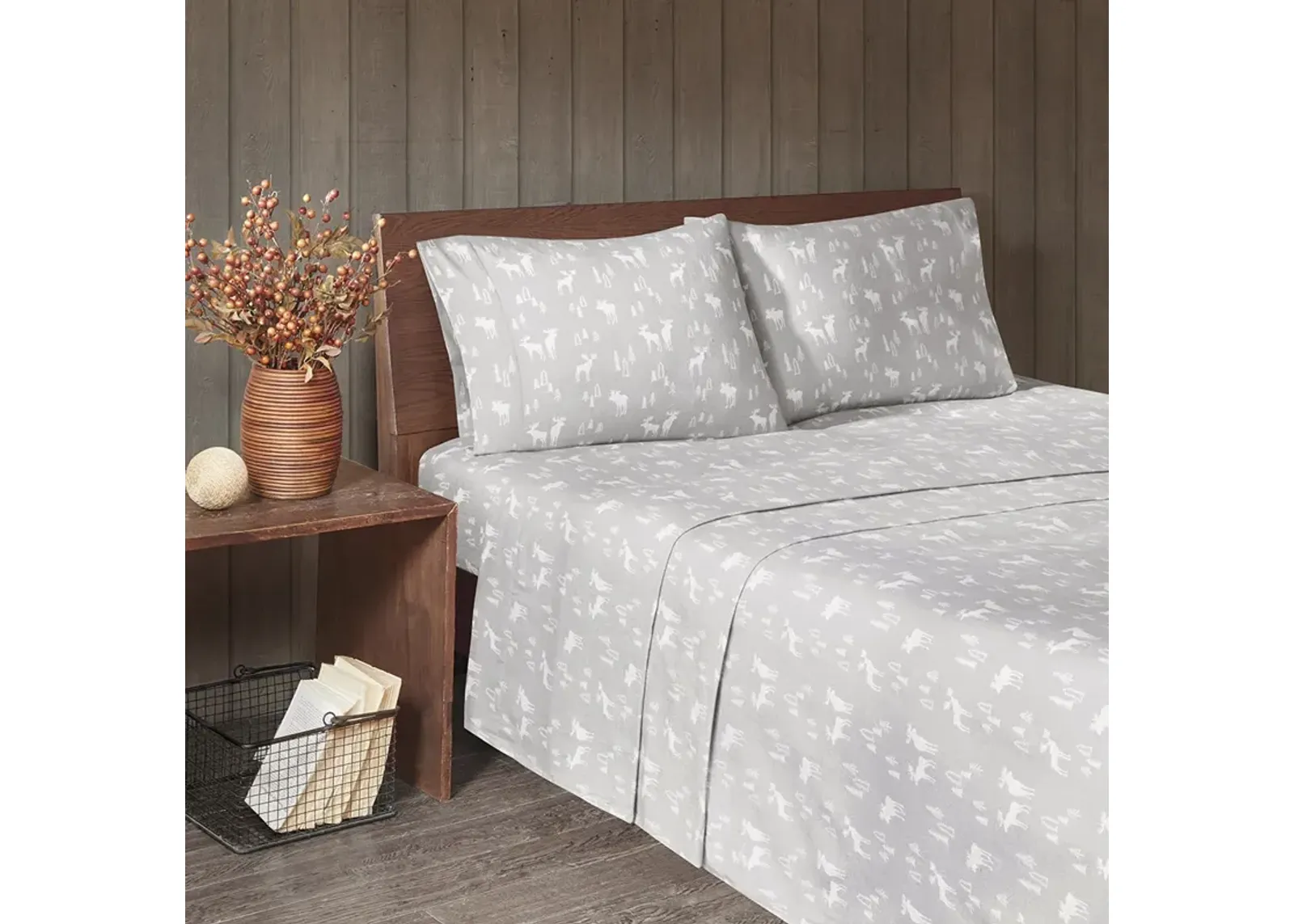 Woolrich Flannel Grey Moose Sheet Set