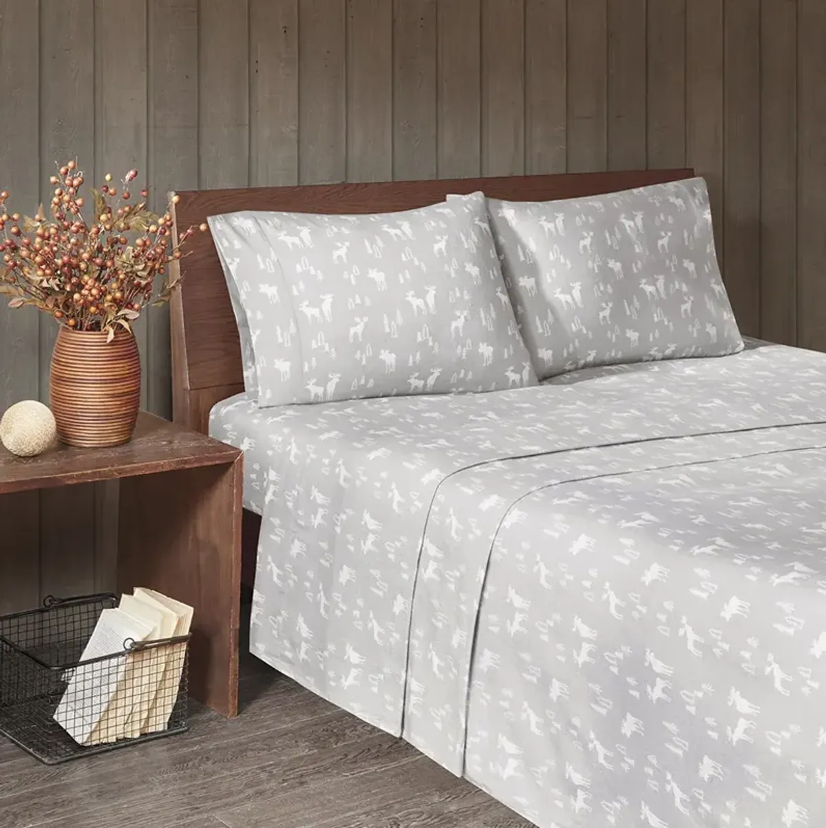 Woolrich Flannel Grey Moose Sheet Set