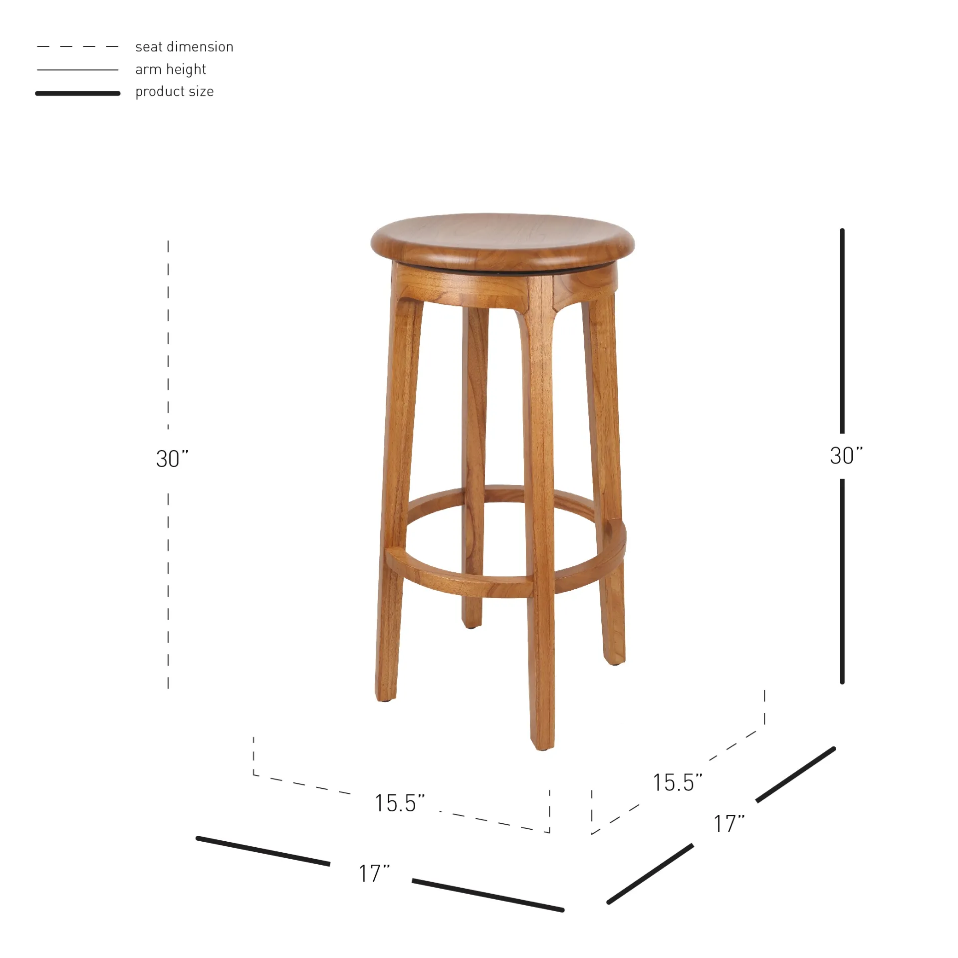 Foxy Mindi Swivel Bar Stool, Natural