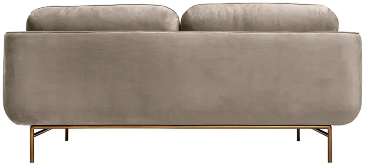 Lilou 77" Fossil Gray Velvet Sofa with Antique Brass Metal Legs