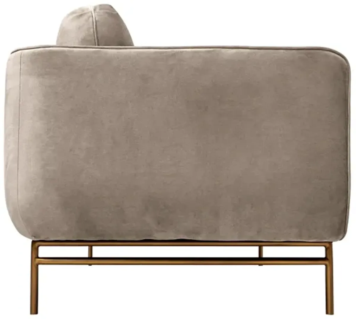 Lilou 77" Fossil Gray Velvet Sofa with Antique Brass Metal Legs