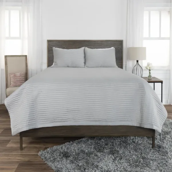 Parker- Grey Queen Geometric Grey Quilt -  Set of 3