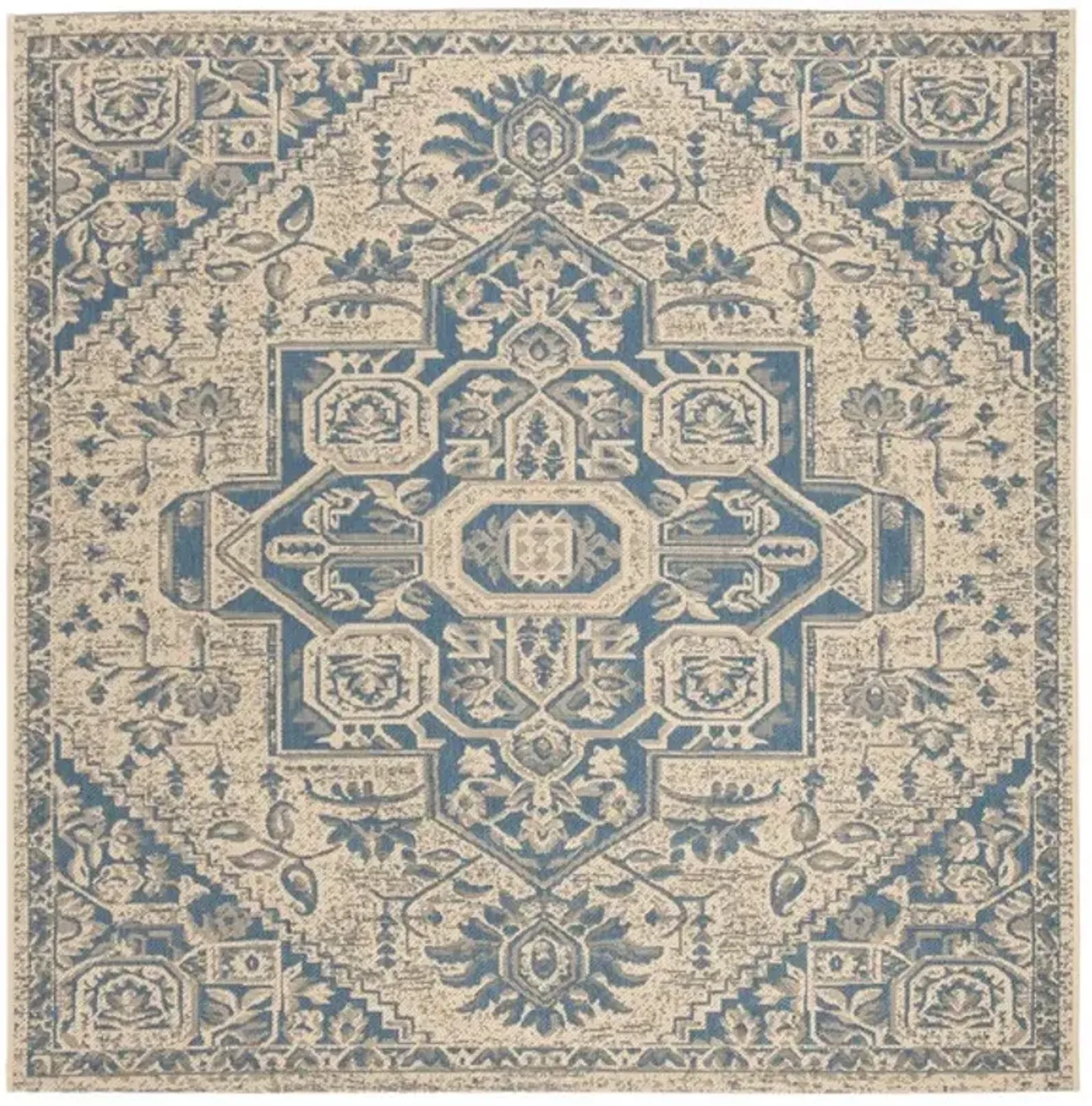 LINDEN 138 Collection LND138M-6SQ Blue / Creme 6'-7" X 6'-7" Square