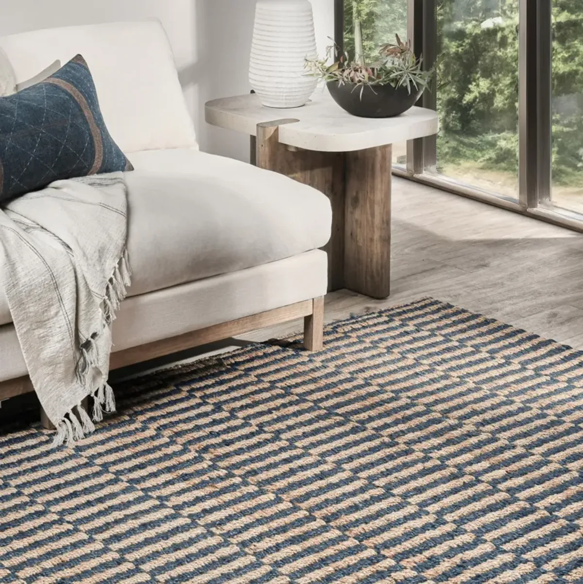 Monterey 8'x10' Jute Handwoven Sustainable Blue Accent Area Rug