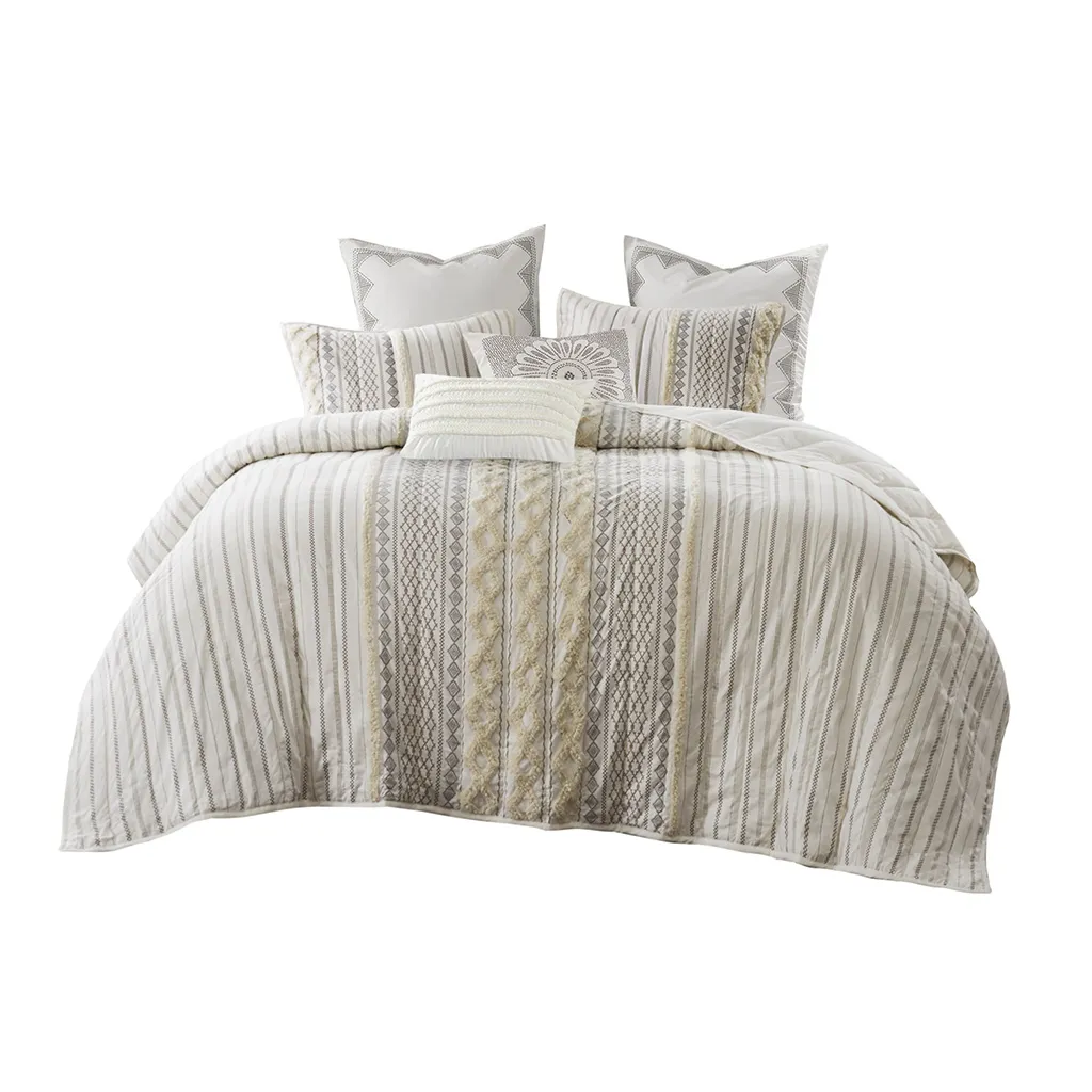 INK+IVY Imani Ivory Cotton 3 Piece Coverlet Set