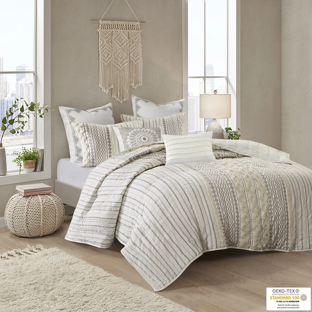 INK+IVY Imani Ivory Cotton 3 Piece Coverlet Set