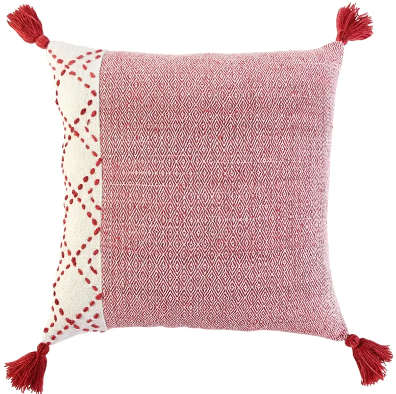 INDOOR OUTDOOR Color Block Ivory/Red Pillow