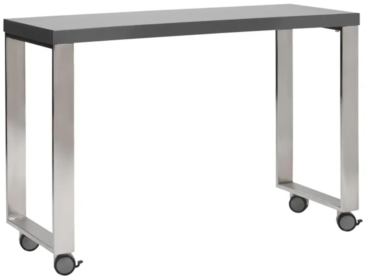 Dillon 40" Side Return in High Gloss Gray and Polished Stainless Steel Base