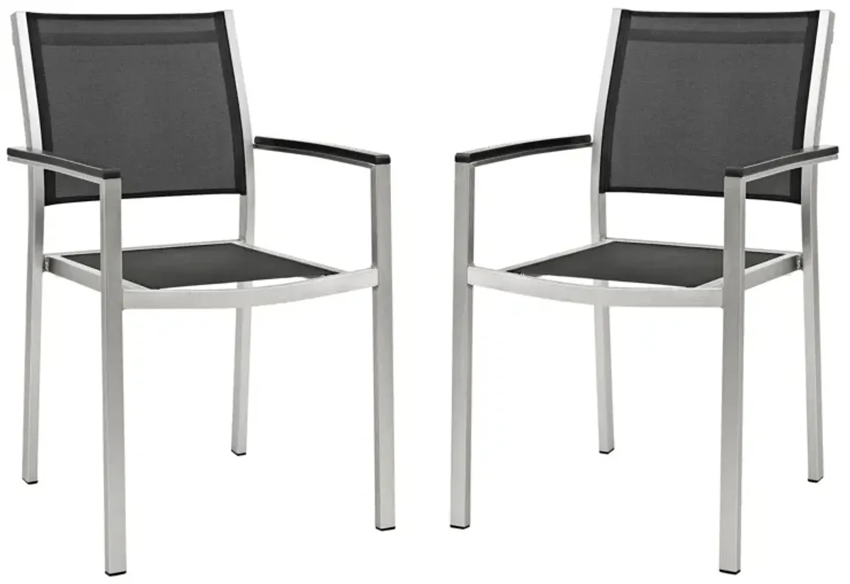 Shore Dining Chair Outdoor Patio Aluminum Set of 2