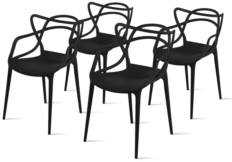 Russell Molded PP Dining Side Chair, Black (Set of 4)