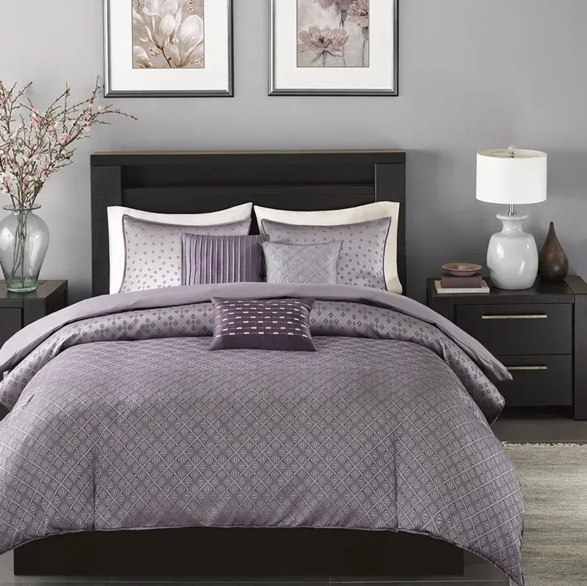 Madison Park Biloxi Purple 6 Piece Duvet Cover Set