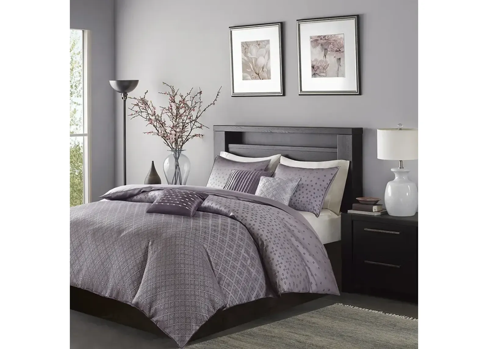 Madison Park Biloxi Purple 6 Piece Duvet Cover Set