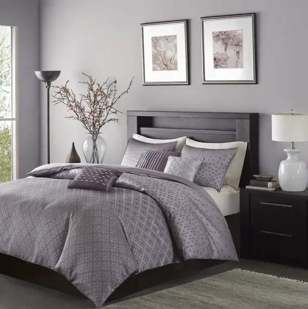 Madison Park Biloxi Purple 6 Piece Duvet Cover Set