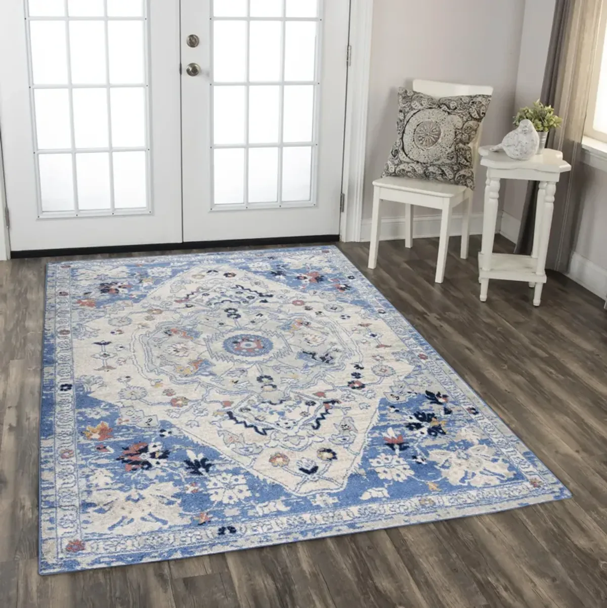 Marquise L. Blue  Polypropylene  5'2" x 7'3" Rectangle Rug