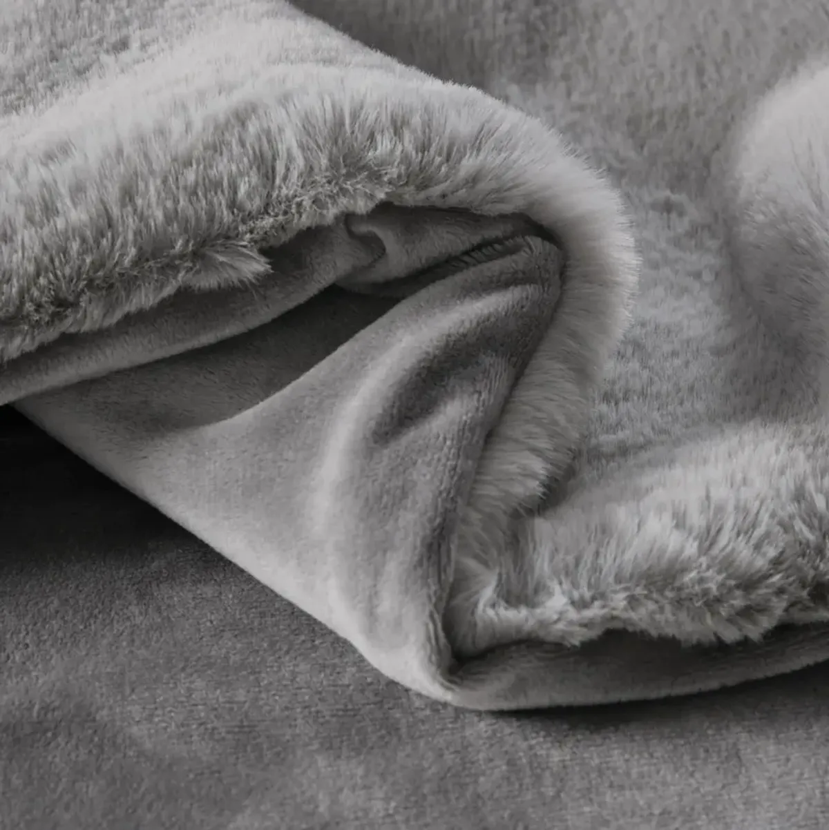 Croscill Sable Grey Solid Faux Fur Throw